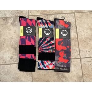 3 NEW Pairs Neff Snow Socks, Long, Wool Blend, Tie Dye, Shoe Size 6-12 Colorful